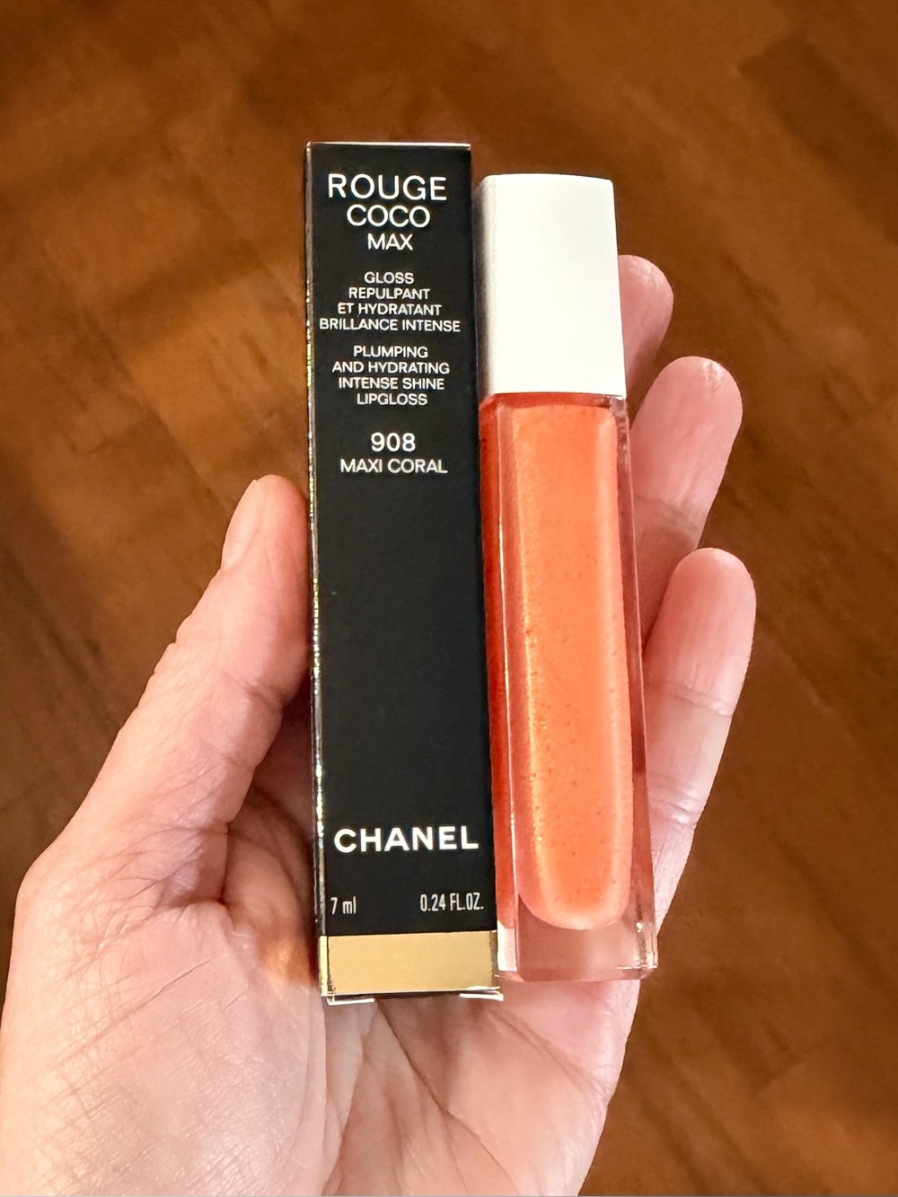 CHANEL Rouge Coco Max Lip Gloss 908 Maxi Coral - Shimmery Coral
